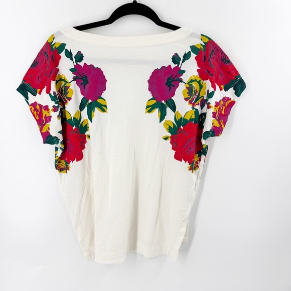 ✅ BY ANTHROPOLOGIE WHITE/PINK Floral Print Women's Top SIZE SMALL - Picture 6 of 6